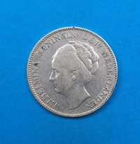 Holandia 1 gulden 1931, Królowa Wilhelmina, dobry stan, srebro 0,720