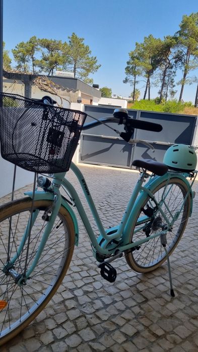 Bicicleta Pasteleira Btwin Elops Verde Água