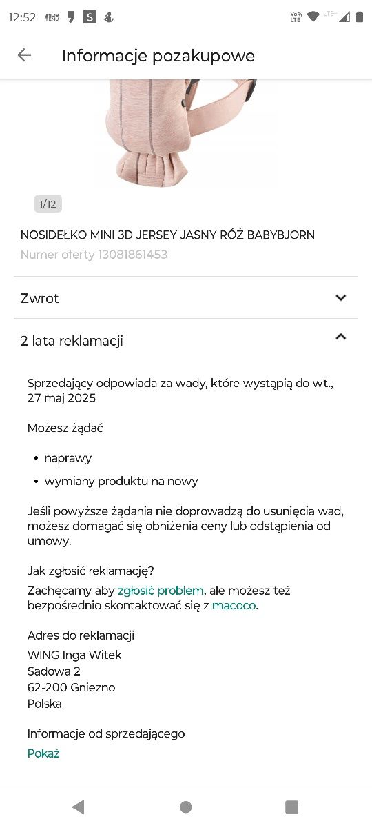 Nosidełko dla dziecka