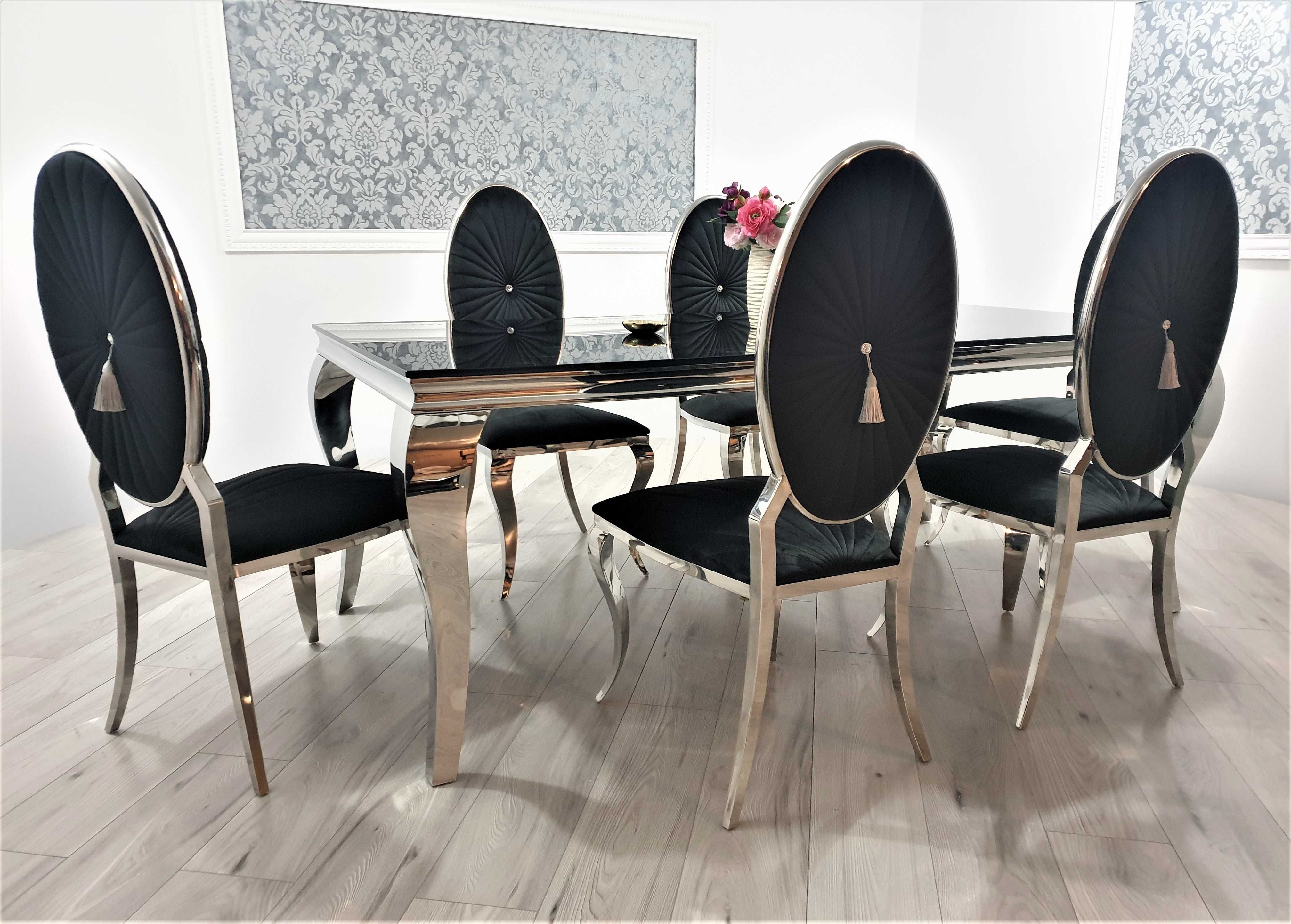 EXTRA Glamour Jadalnia Stół 200x100 + 6 Krzeseł OVAL