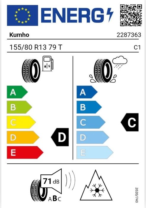 4 OPONY CAŁOROCZNE używane 155/80R13 Kumho Solus 4S HA32