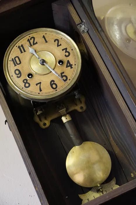 Stary zegar ścienny skrzyniowy VINTAGE antyk