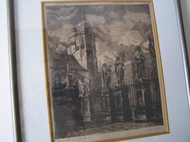 Wł. Zakrzewski - miedzioryt Kościół Św. Andrzeja - Kraków , sygn.