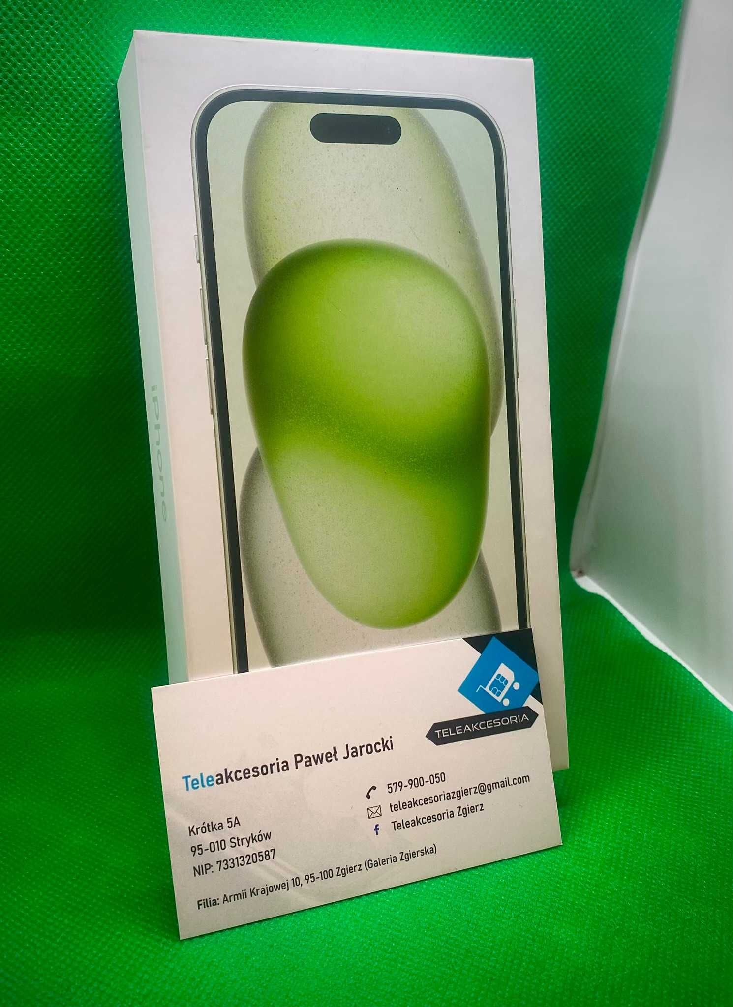 APPLE Iphone 15 128gb GREEN nowy/bat 100%/mega OKAZJA !! CENA: 3199 zł