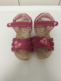 Sandały dziewczęce różowe, skórzane, różowe, rozmiar 35