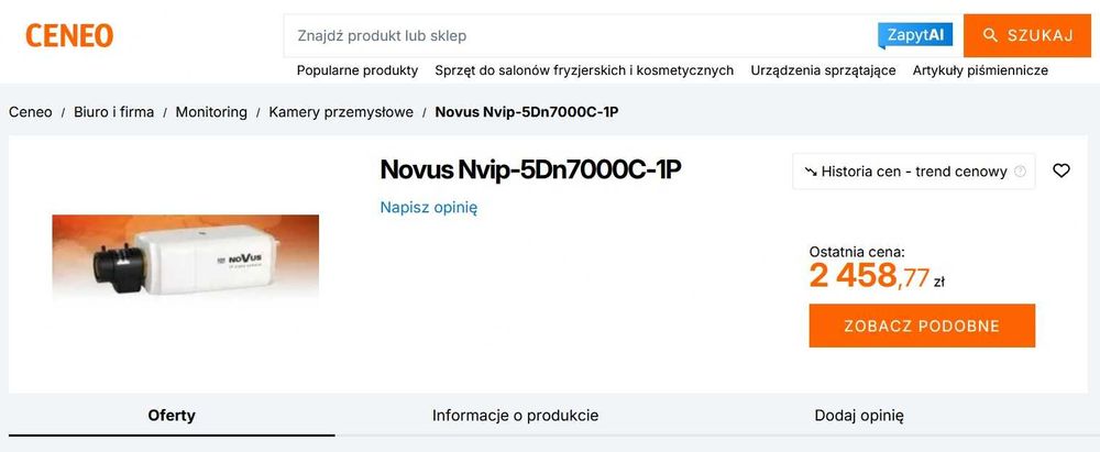 Kamera kompaktowa monitoring IP NoVus NVIP-5DN7000C-1P microSD kable