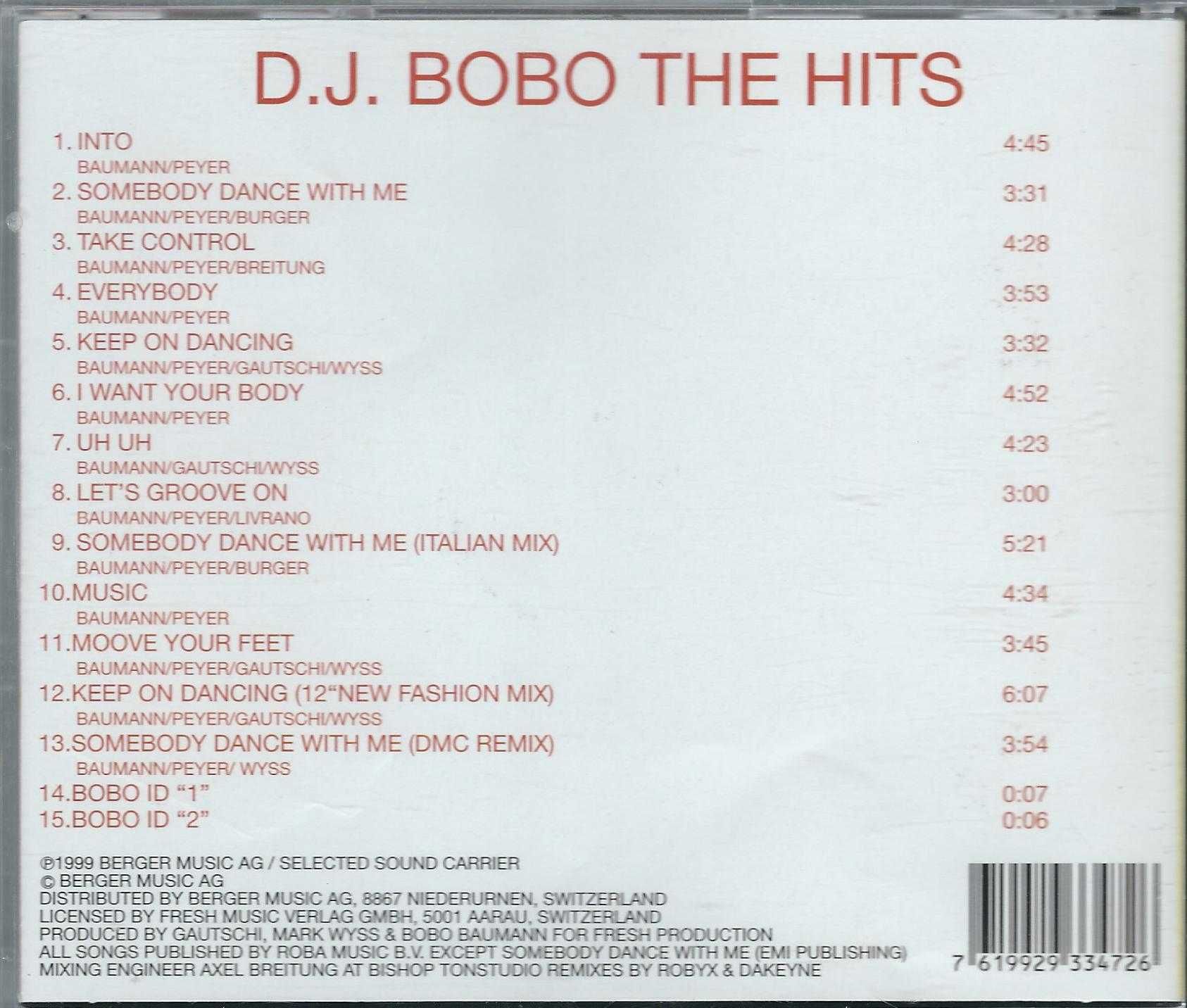 CD D.J. BoBo - The Hits (1999)