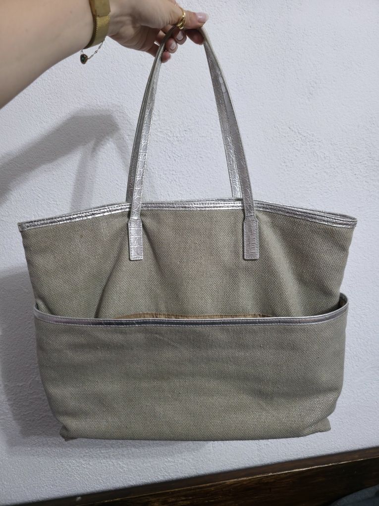 Beżowa torebka Michael Kors set zestaw Michael Kors duża torba shopper