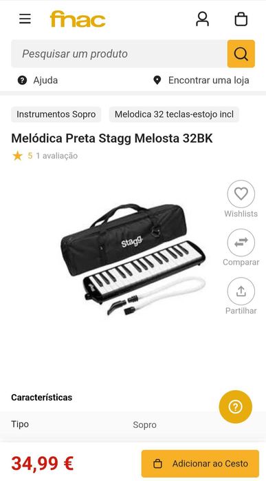 Melódica Preta Stagg Melosta
