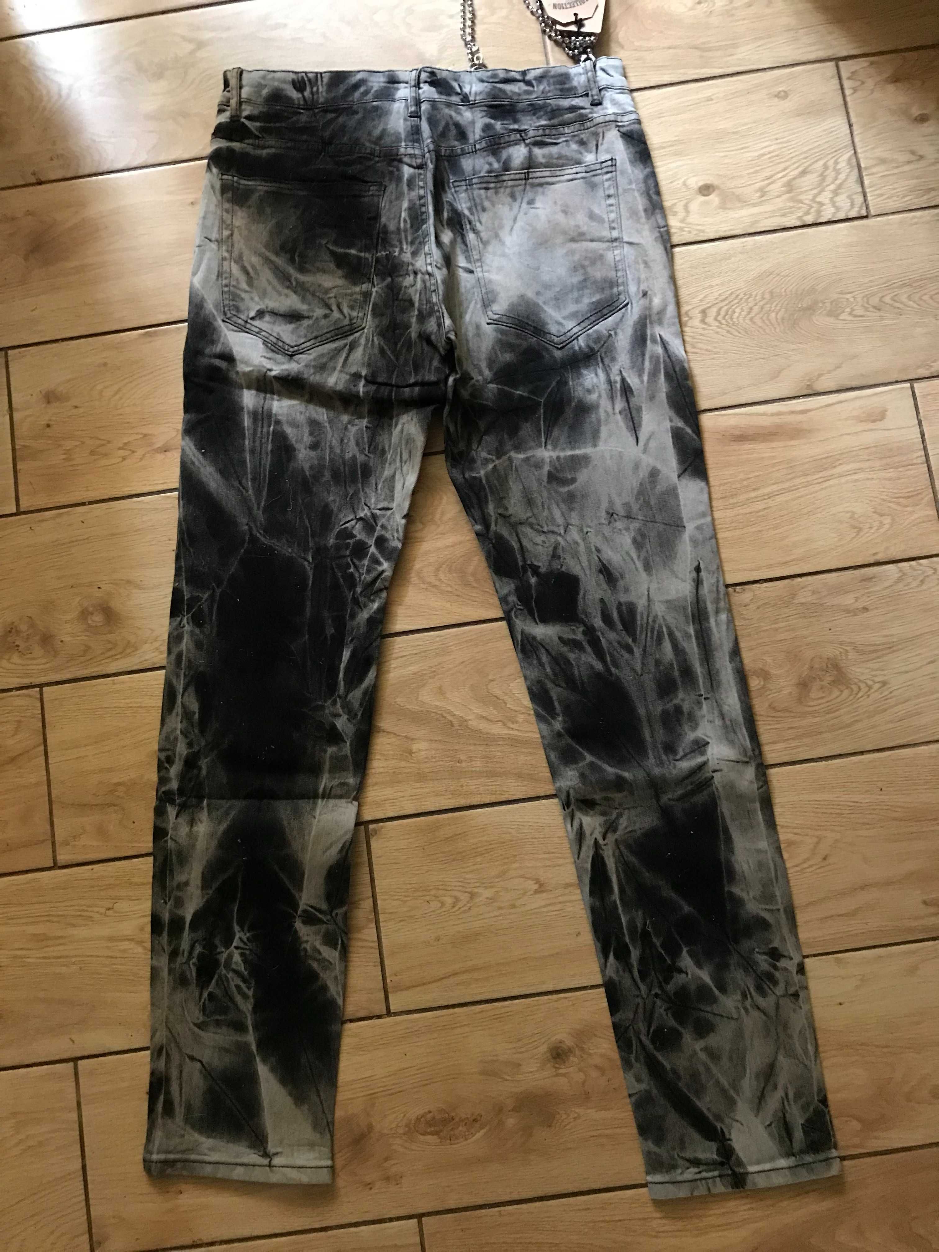 Dżinsy Jeans Retro Hippies, Punk,  Men's Jeans Unique Mens Stretch 34