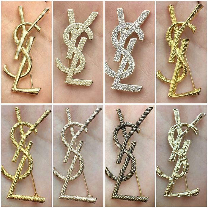 Broszka Zawieszka YSL złota  6,7 cm