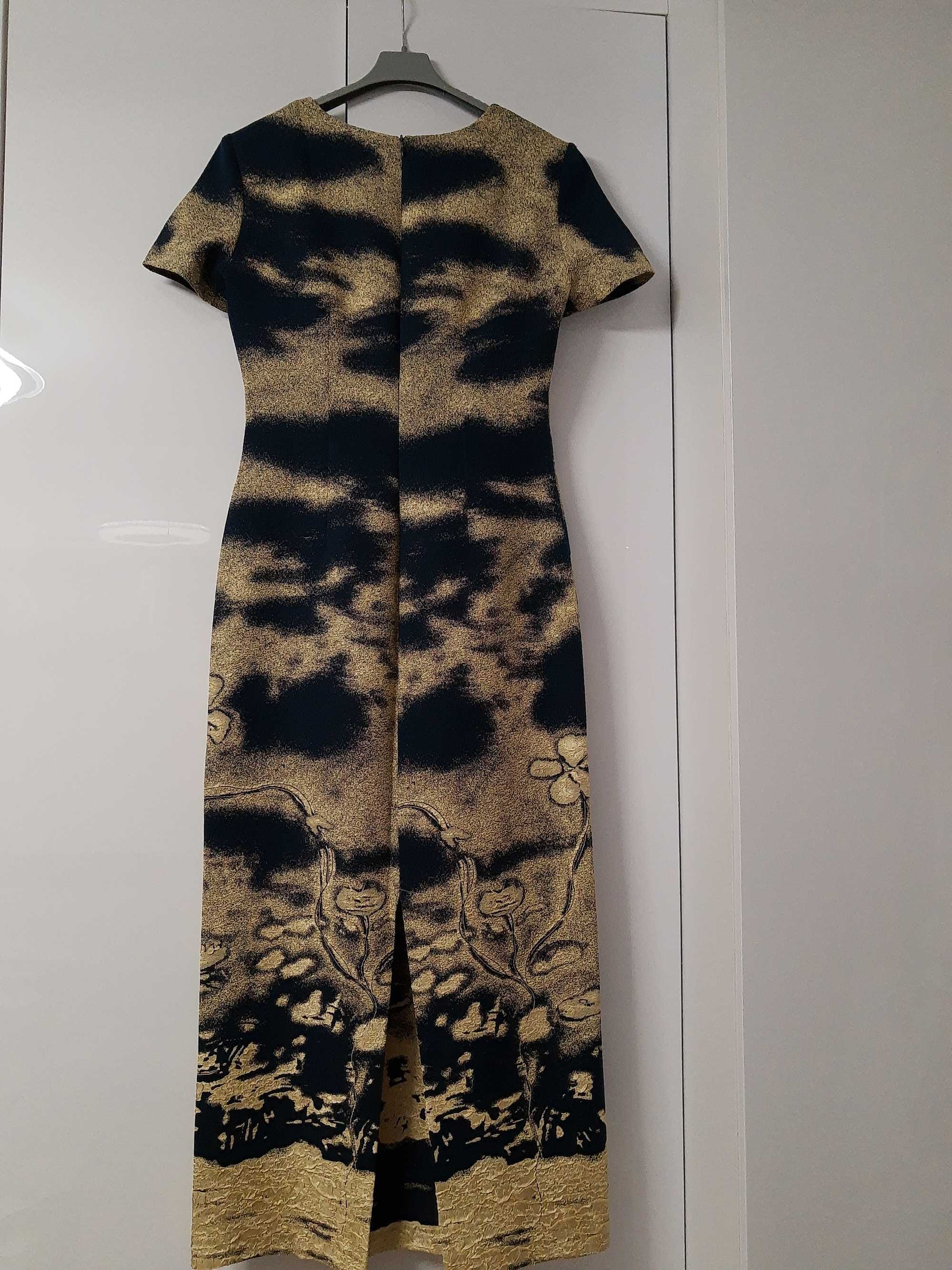 Granatowo-złota sukienka 38