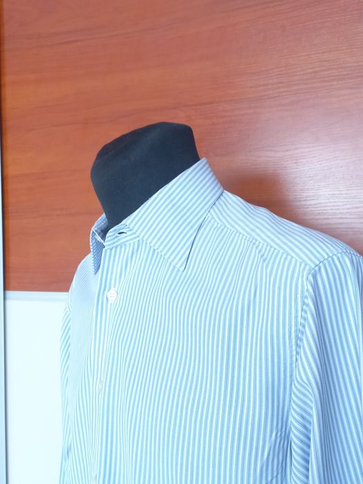 biała koszula w paski Zegna rozmiar 41/16
