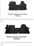 Килими Коврики в салон Рено Трафік2,3/Мастер 2,3/Кенго 1,2
