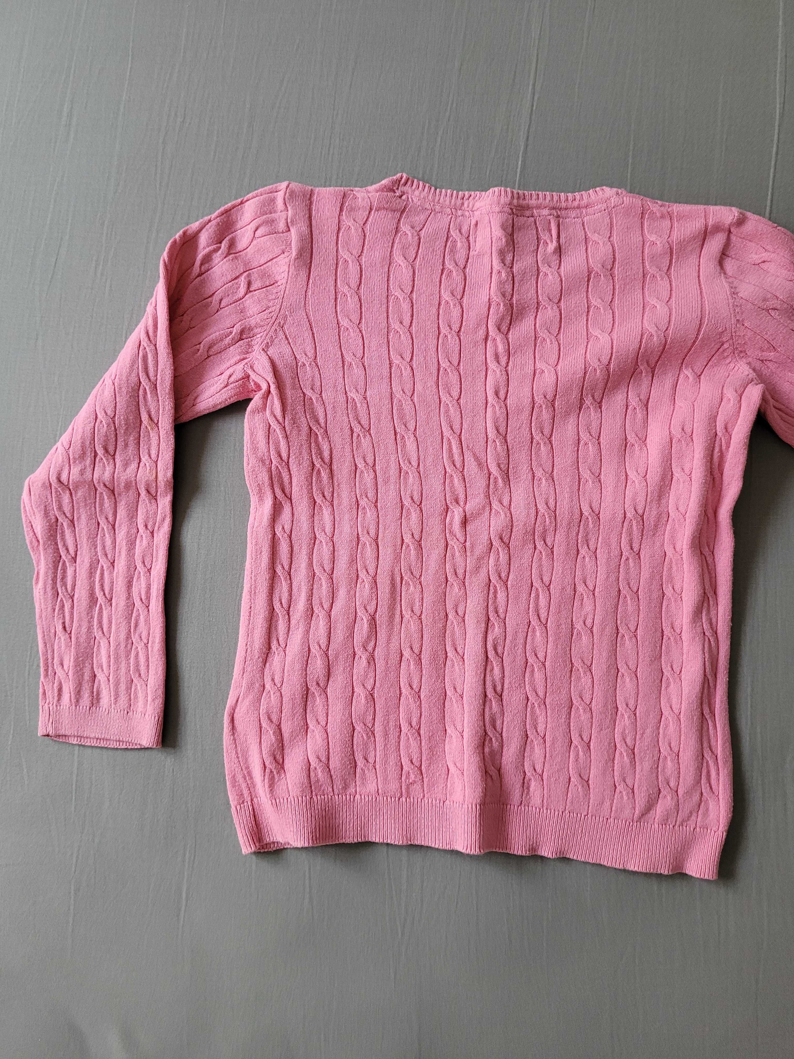 Sweterek dziewczęcy różowy długi rękaw na 122-128cm KappAhl super