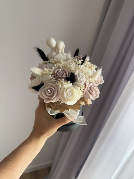 Flower boxy ze świec sojowych, bukiet świec, candle flower box