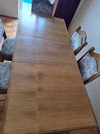 Stół z krzesłami dębowy drewaniany