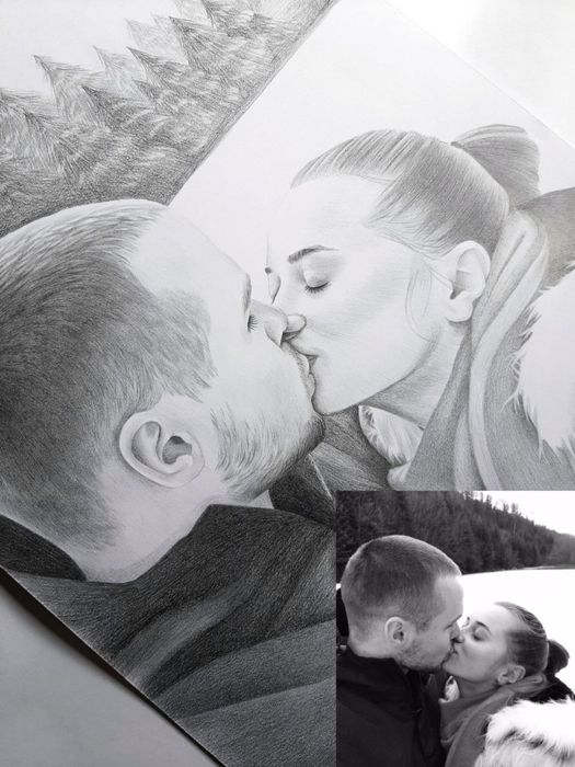 Портрет олівцем / фарбою на холсті на замовлення ручна робота