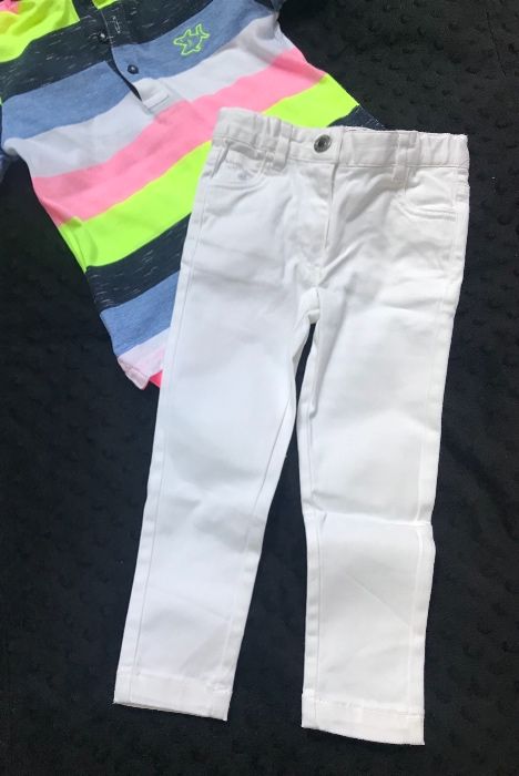 Białe spodnie slim NECK&NECK 86-92 cm 2-3 lata
