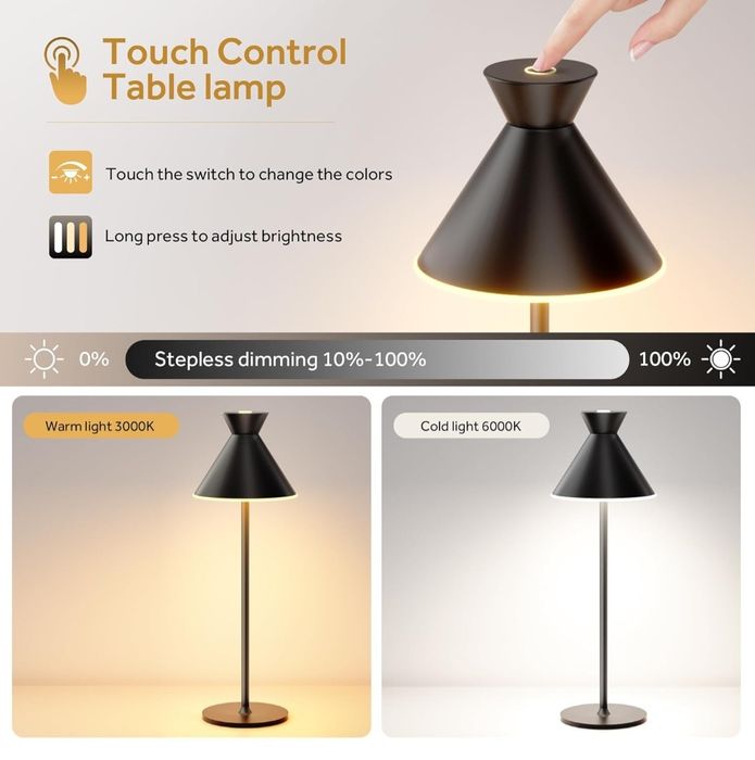 DEELUX Bezprzewodowa lampka stołowa LED