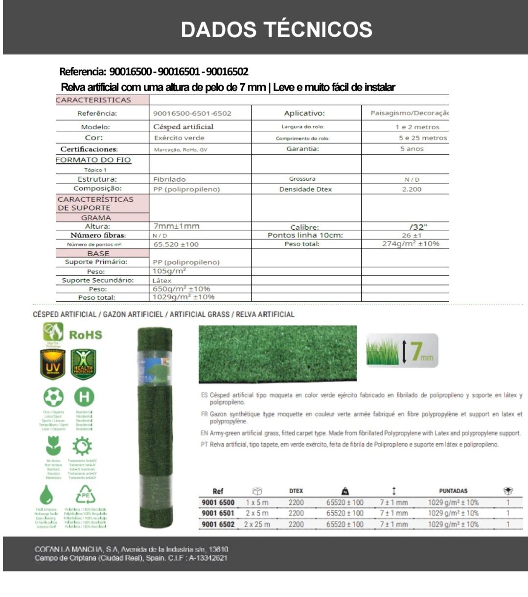 Relva Artificial com Aparência Natural - 7 Anos Garantia