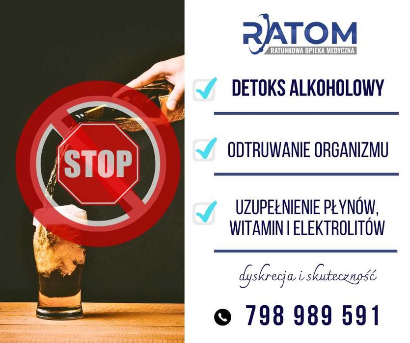 Detoks alkoholowy, odtrucie, kroplówka na kaca, skuteczność DOJAZD