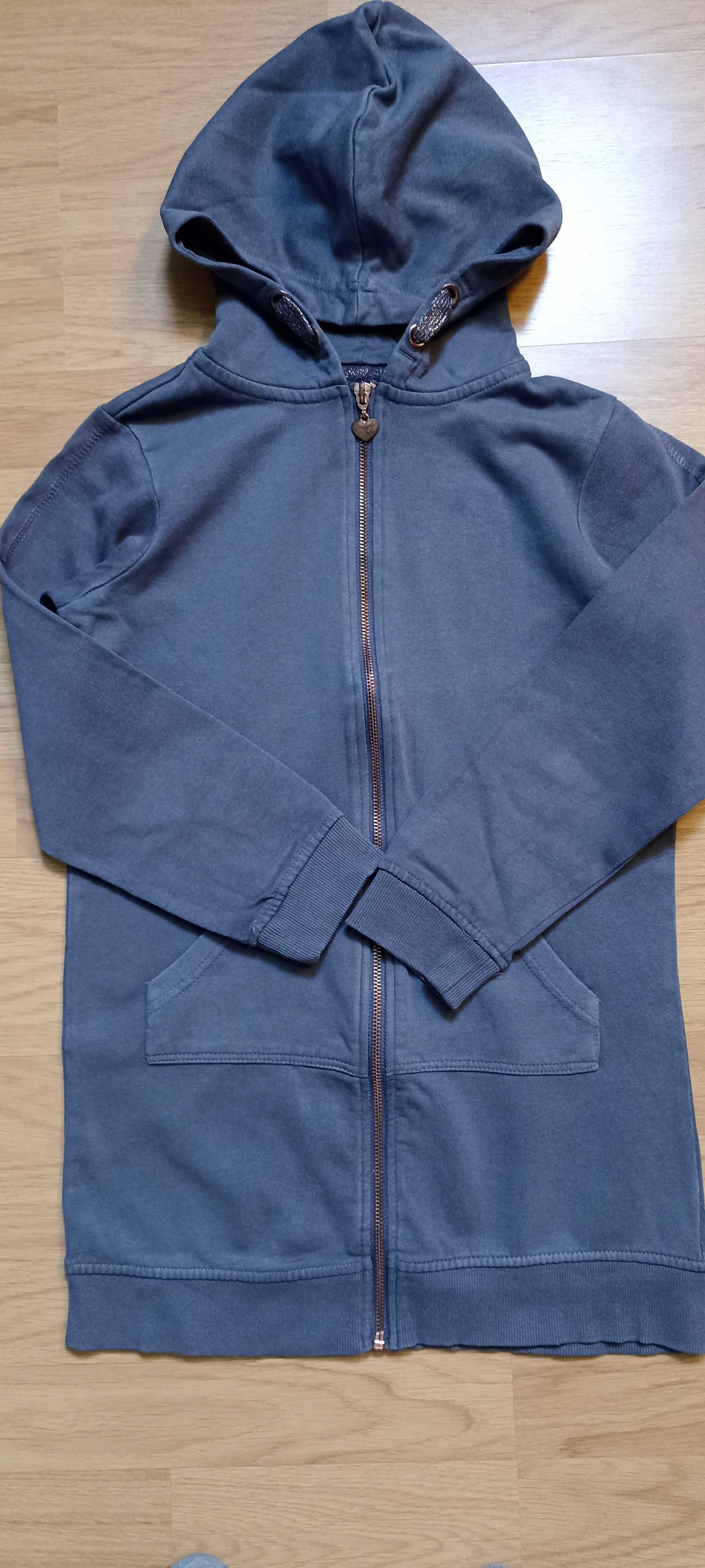 Bluza długa 140 rozpinana kaptur kieszenie zamek
