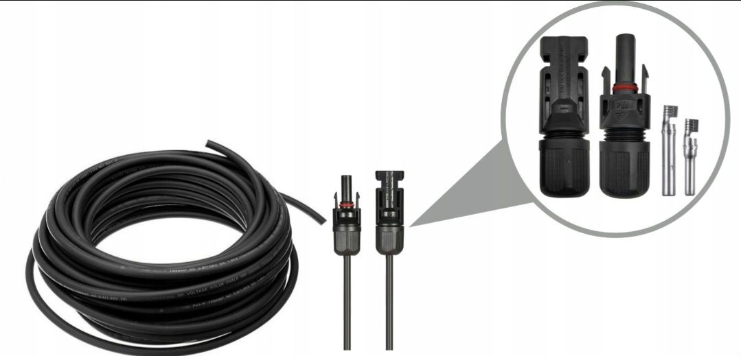 Przedłużacz Kabel Solarny 5m 6mm2 PV MC4 do Panela
