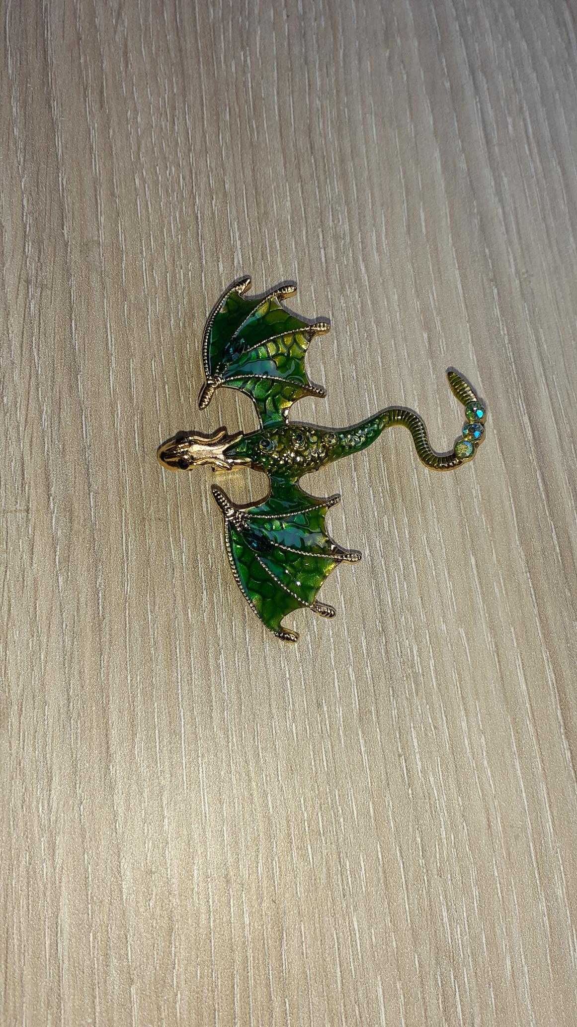 Broche alfinete dragão verde NOVO