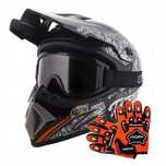 Kask Cross Enduro Bmx Quad M + Rękawice + Gogle