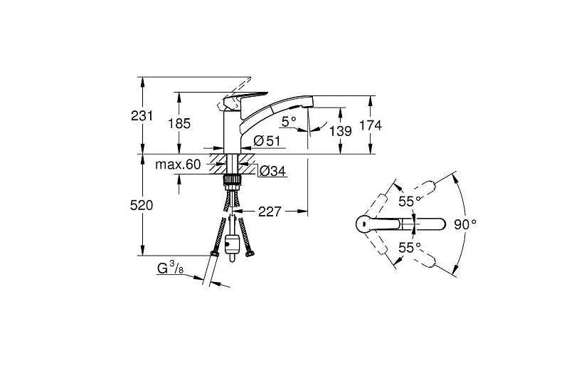 Grohe QuickFix Start bateria kuchenna, wyciągana wylewka.