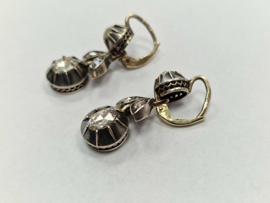 Złote kolczyki/ 580/ AUSTRO-WĘGRY/ 8.70 gram/ 8x DIA/ 1.64ct/ wycena