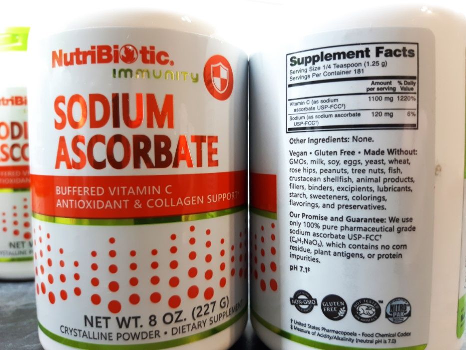 NutriBiotic, Sodium Ascorbate (227г), витамин С, vitamin C, вітамін С