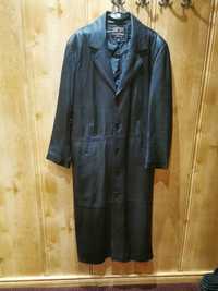Płaszcz klasyczny, skórzany długi czarny