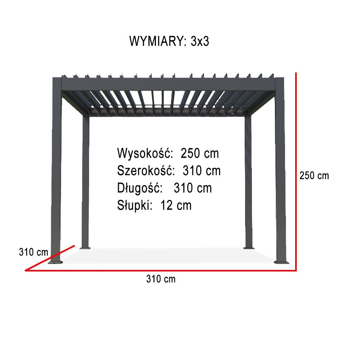 Pergola Elektryczna 3x3 Bioklimatyczna LED AUTOMAT
