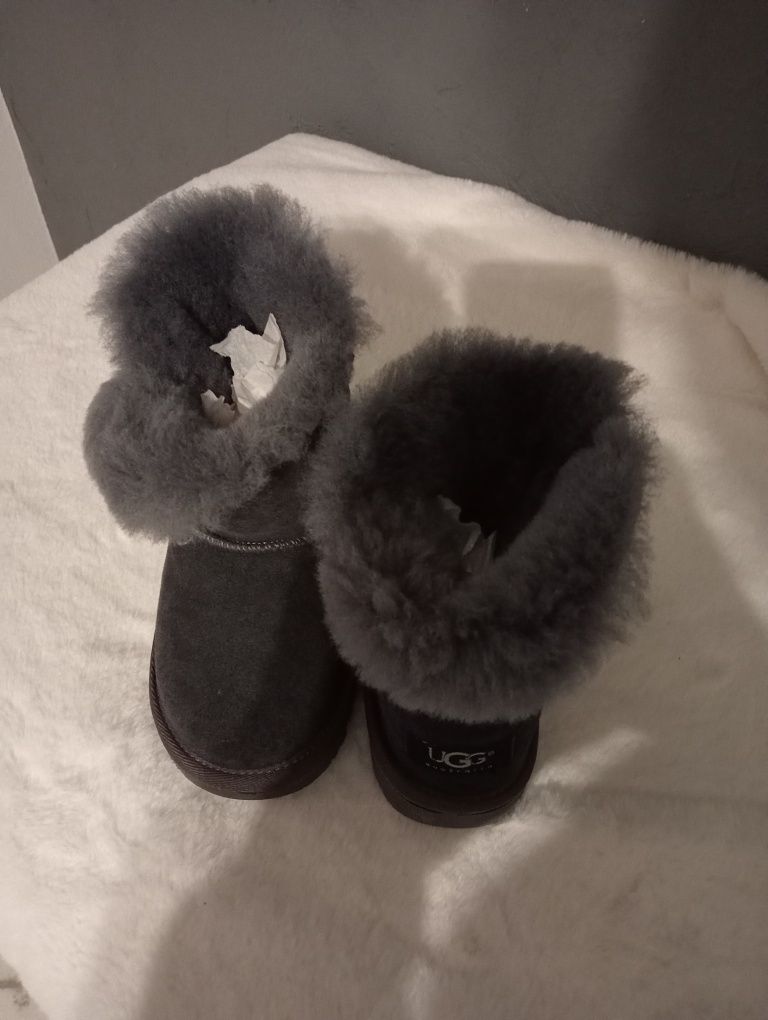 Kozaki dziecięce śniegowce UGG/EMU szare grafitowe skóra naturalna now