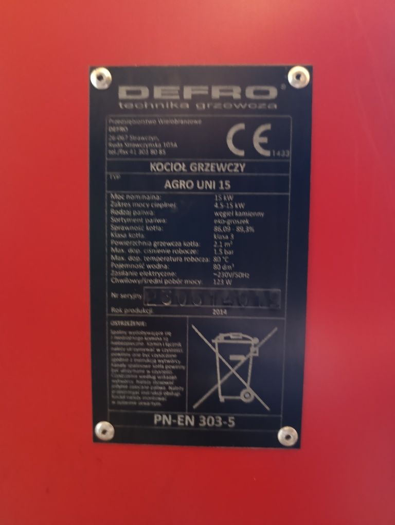Piec defro 15 kw z osprzętem i boilerem