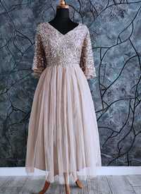 midi suknia balowa z cekinami rozmiar 44 xxl sukienka na wesele 46