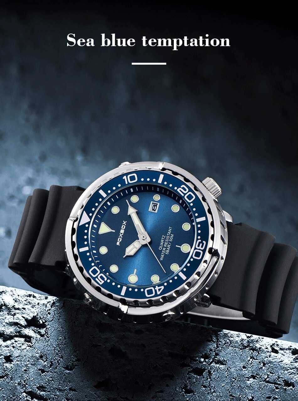 Duży Zegarek męski styl nurek tuńczyk 47mm luma wodoszczelny WR50
