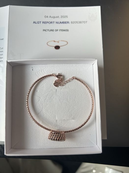 Granat 14 ct Bransoletka srebrna Unikat!! Certyfikat