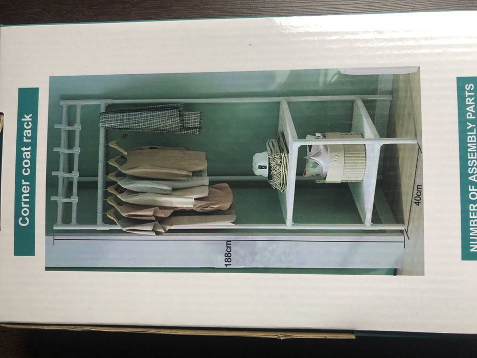 Wieszak na ubrania z półkami szafka narożna biała 48tknd