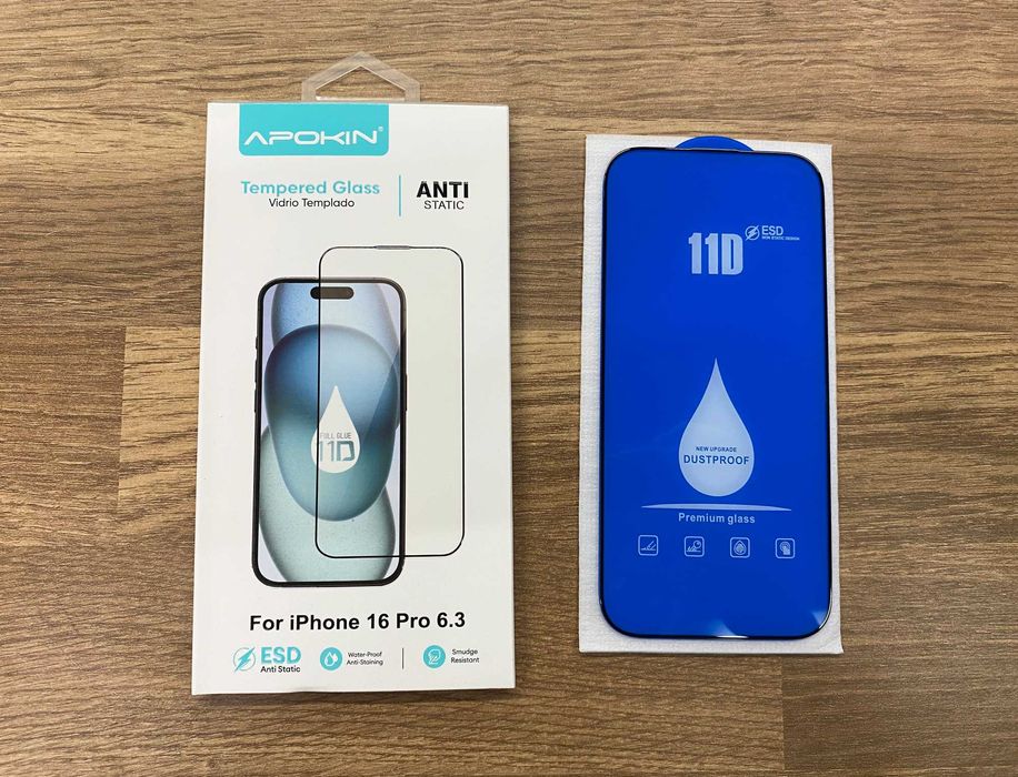 Película de vidro temperado de iPhone 16/16 Plus/16 Pro/16 Pro Max/16e