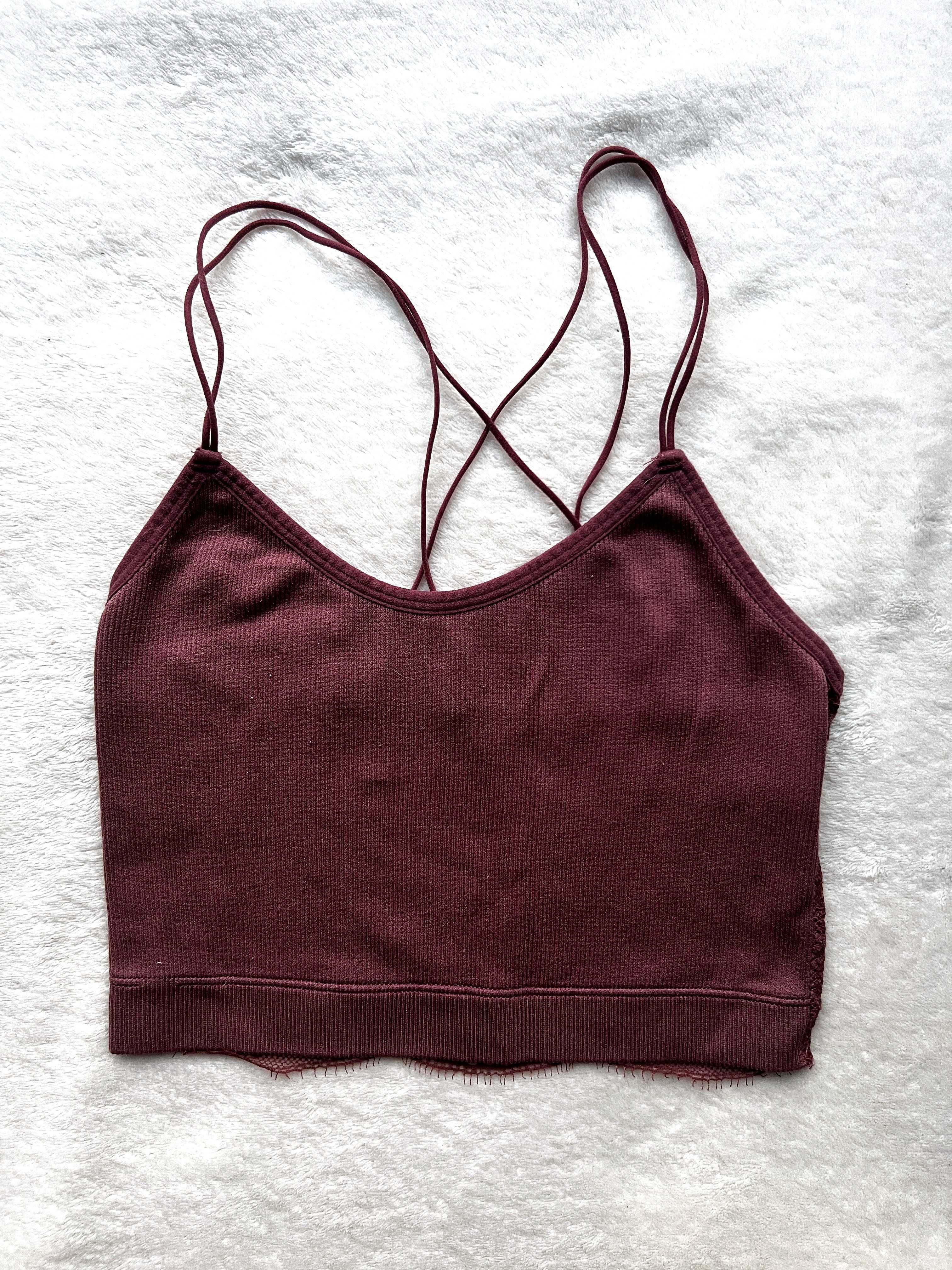Burgundowy koronkowy top Gilly Hicks - rozm. XS