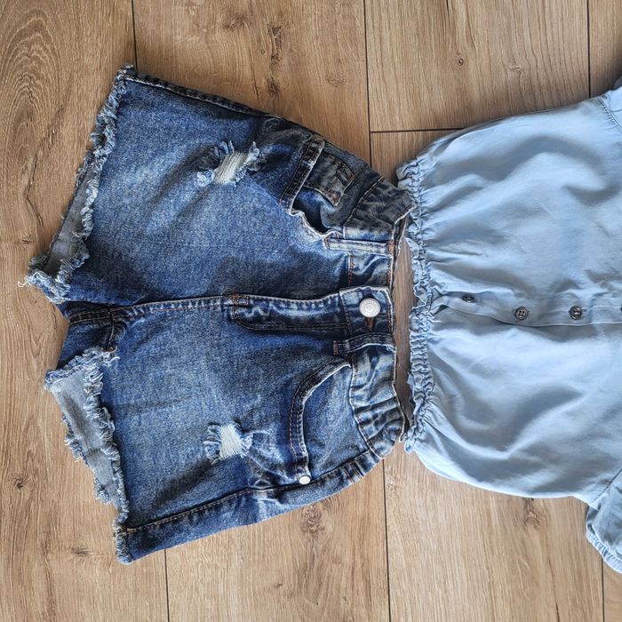 Prześliczny zestaw koszulka spodenki jeans r. 134,140,146 j.nowe Pepco
