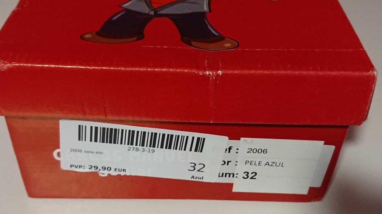 Sapatos "vela" (mocassins) em pele - azul (criança, n.º 32)
