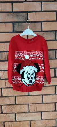 Sweterek świąteczny dla dziewczynki myszka Minnie Disney mini święta