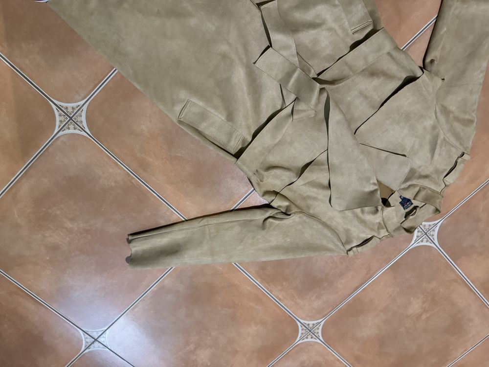 Płaszcz trench imitacja zamszu rozm M
