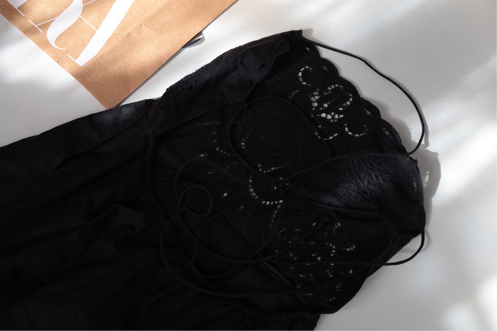 Сарафан з прорізаною вишивкою Zara розмрі ХЛ