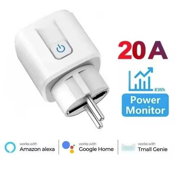 Смарт, WiFI, розумна розетка Tuya 20 Ампер з ватметром