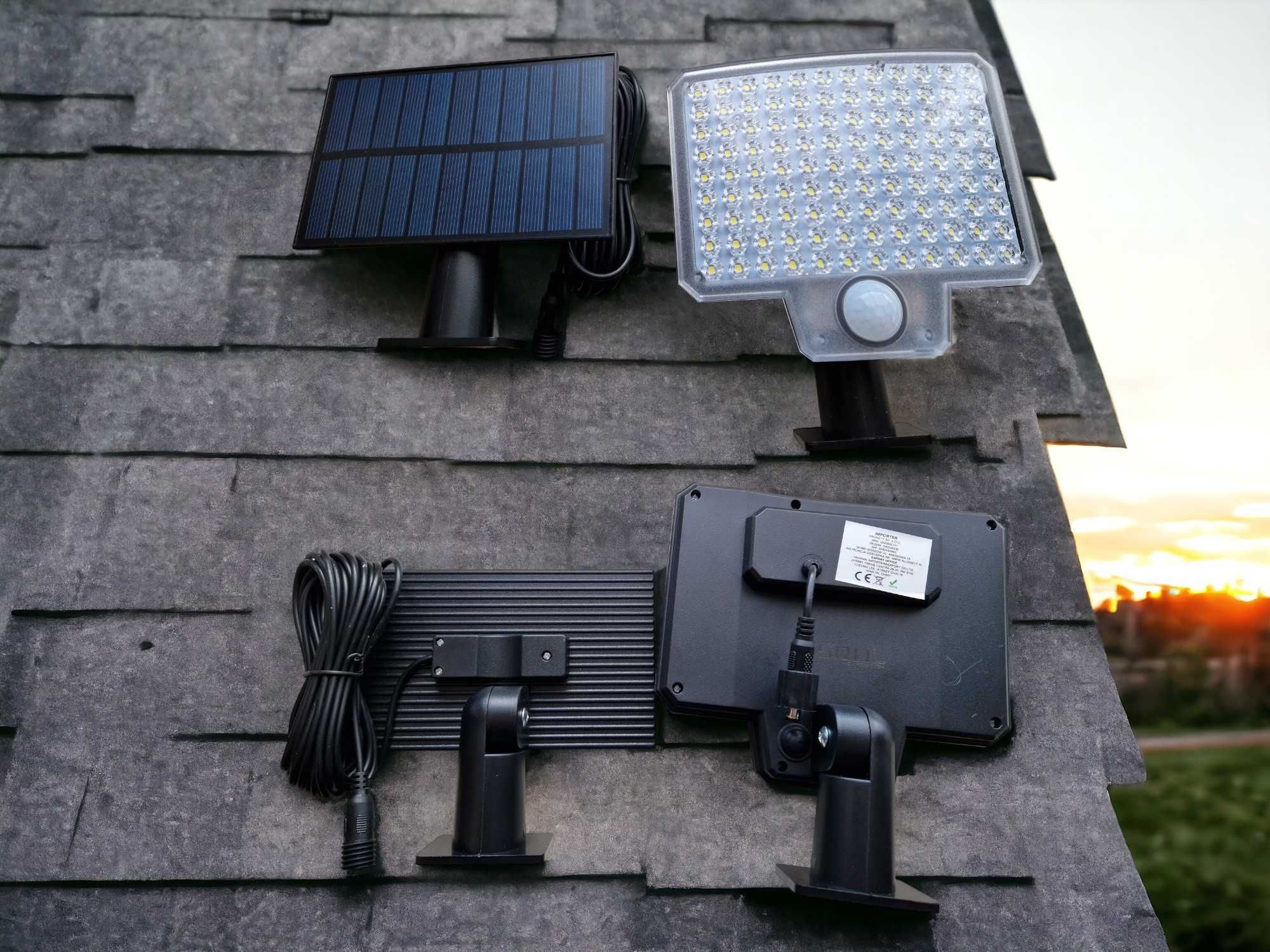 Lampa solarna z odpinanym panelem z czujnikiem ruchu i zmierzchu